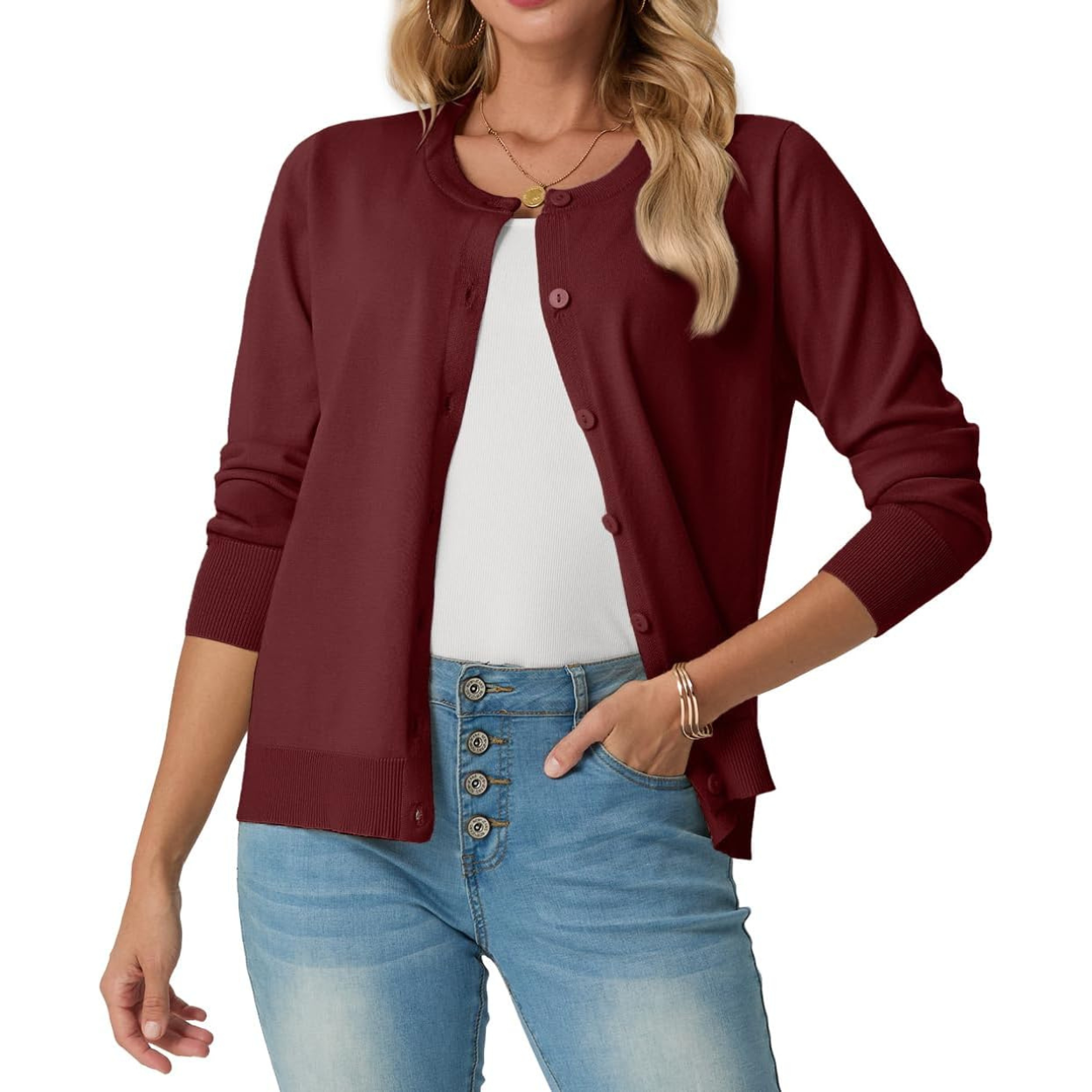 Casual Long Sleeve Knit Cardigan Sweater For Women