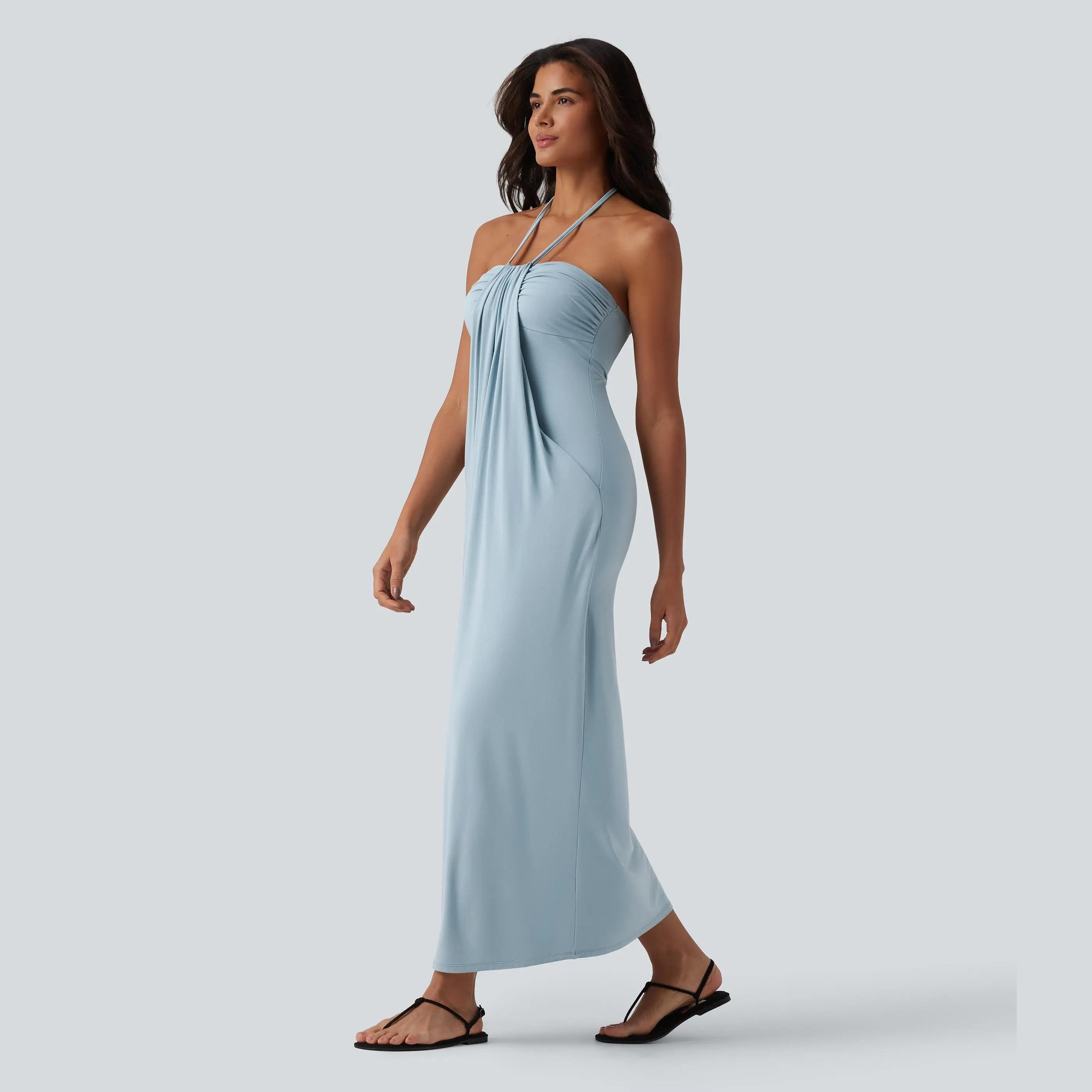 Casual Sleeveless Maxi Dress With Pockets For Women