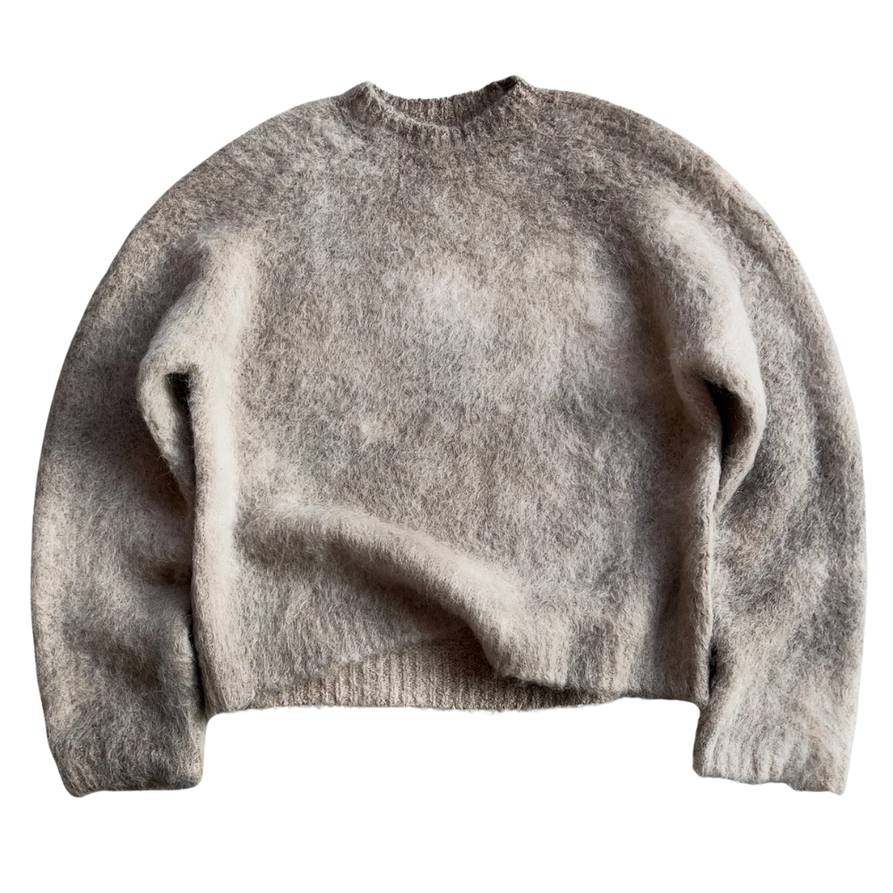 Soft Mohair Knit Sweater With Reversible Textures-My Comfy Blouse