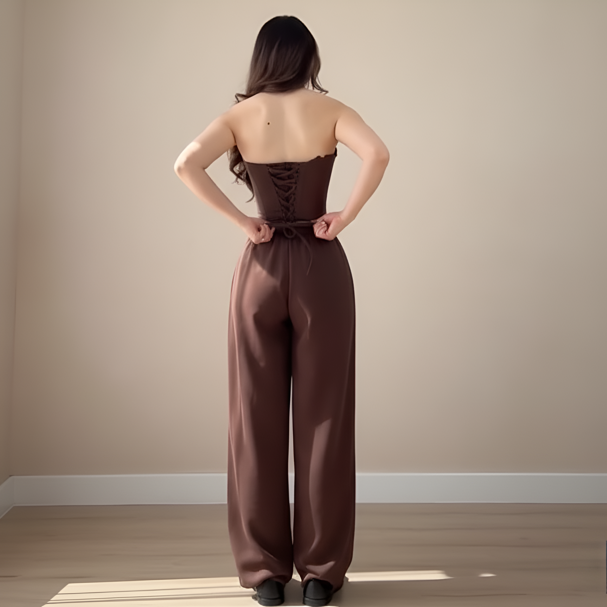 Three Piece Corset Lounge Set With Cropped Hoodie And Loose Pants