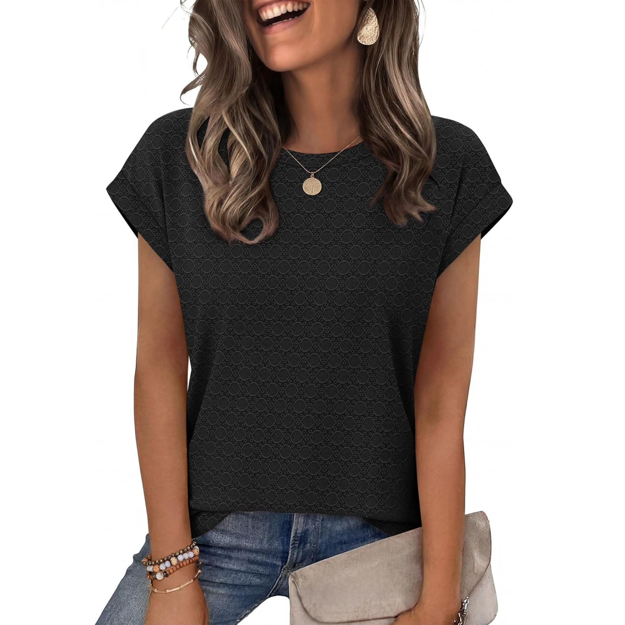 Womens Summer Tops Short Sleeve Shirts Crew Neck Tshirt Cute Trendy Tunic Blouses