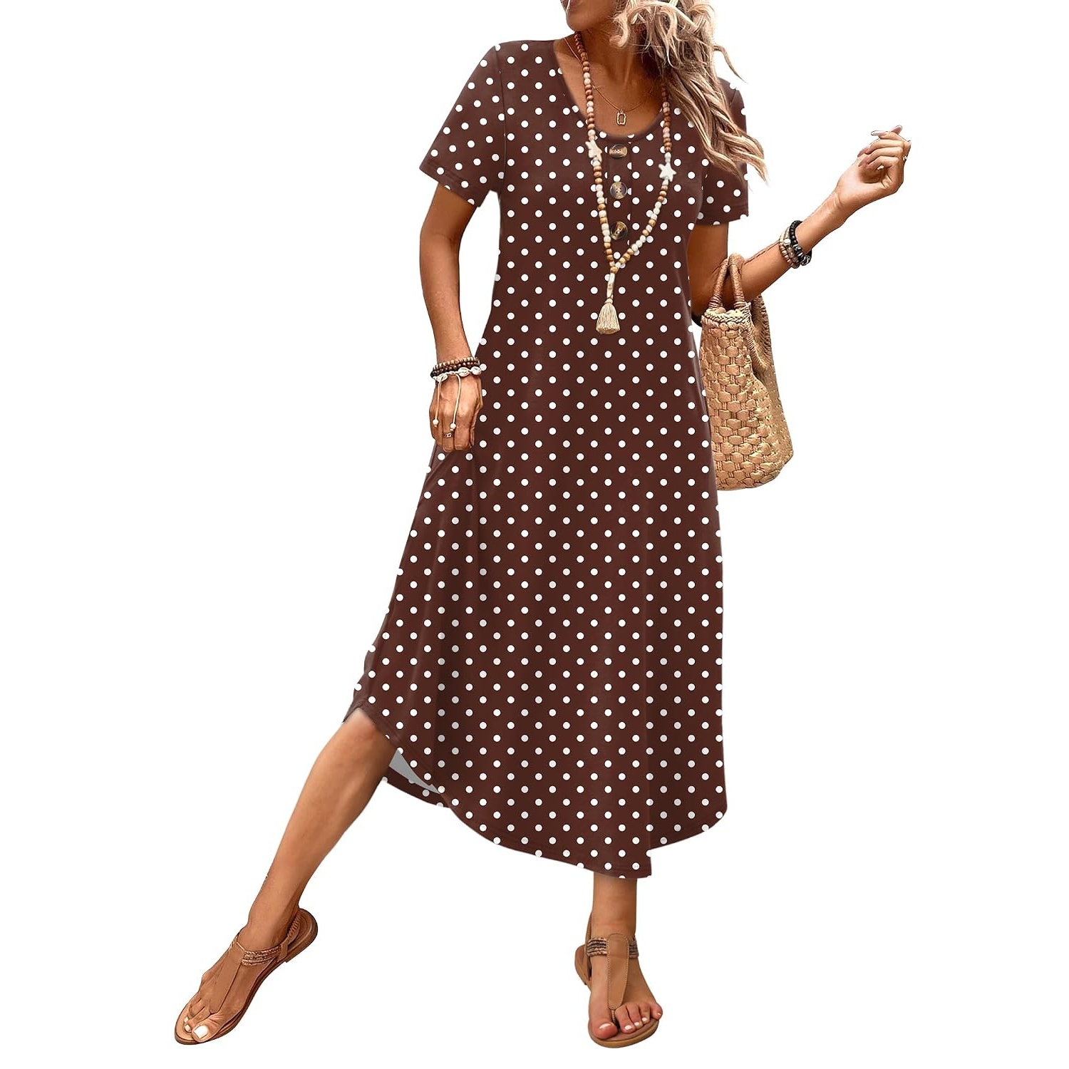 Casual Midi Resort Dresses With Pockets For Women