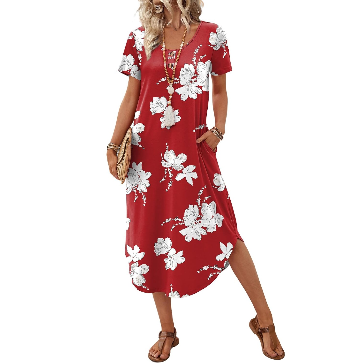 Casual Midi Resort Dresses With Pockets For Women