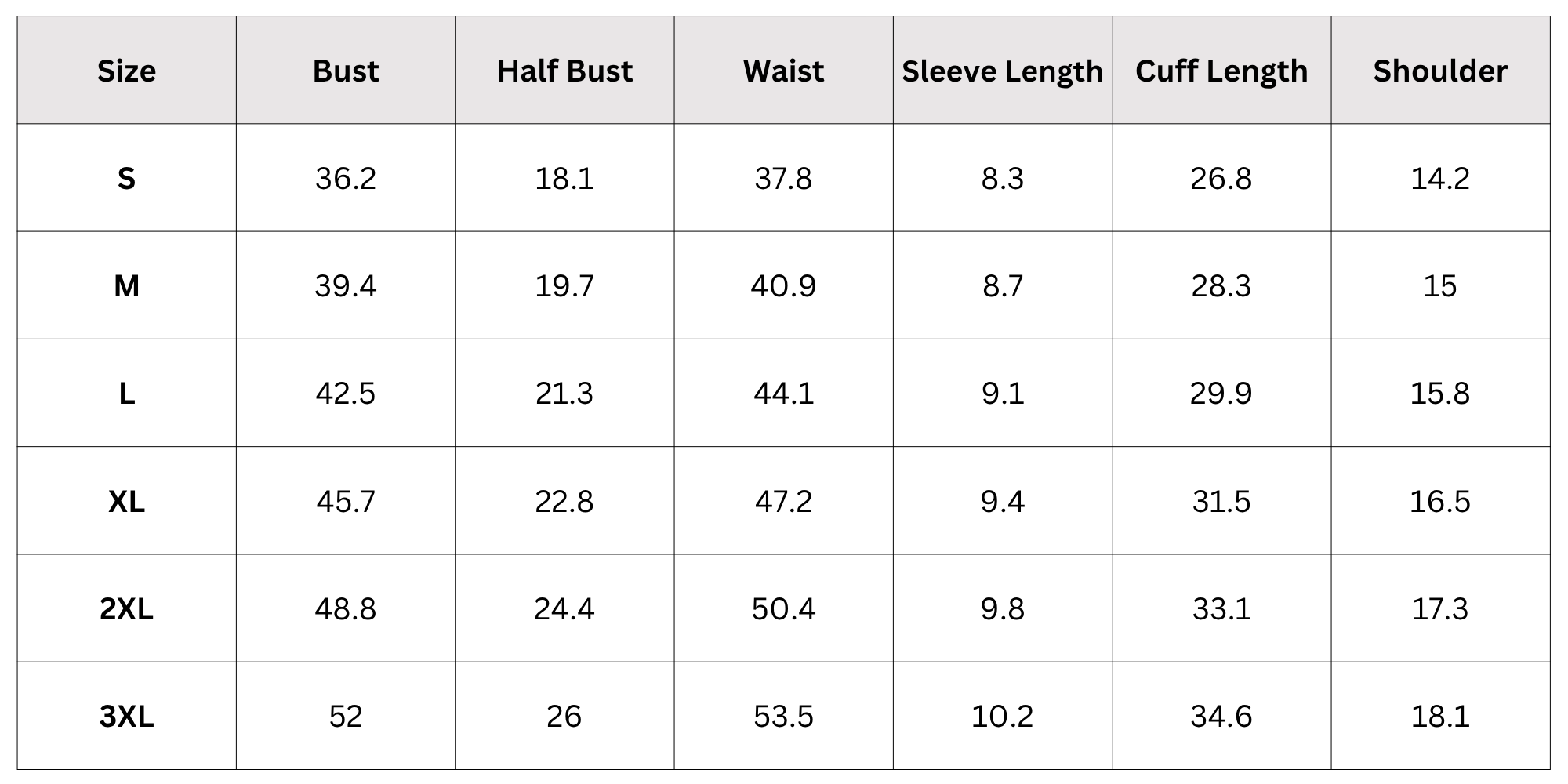 Size Chart