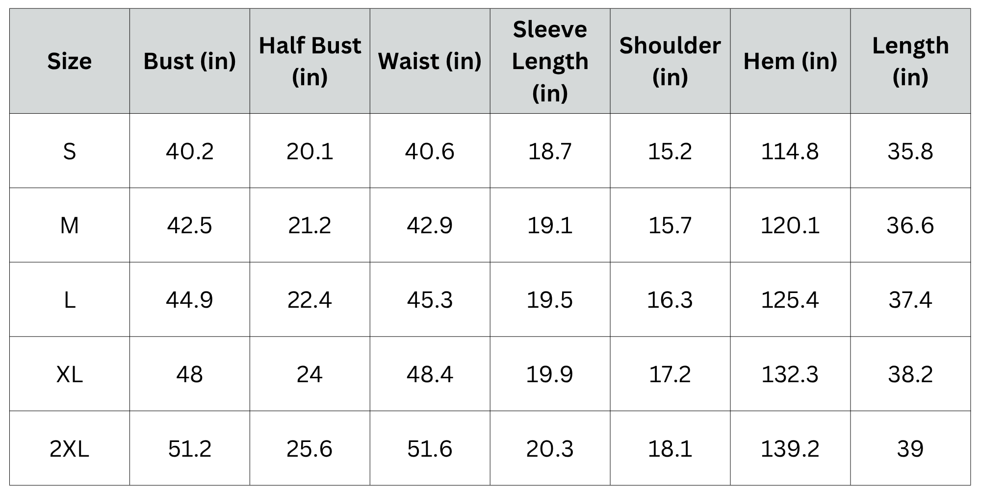 Size Chart