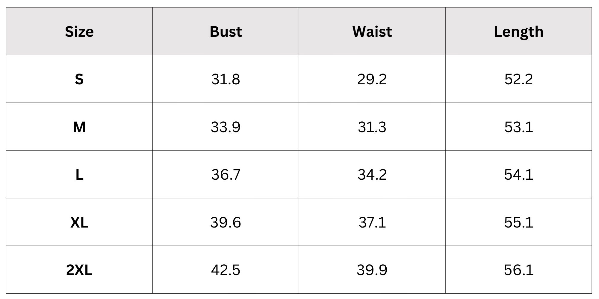 Size Chart