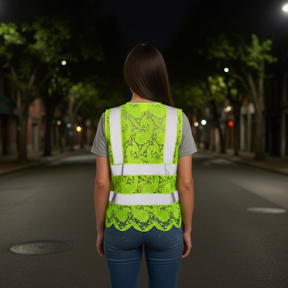 Lace Reflective Vest With Zipper