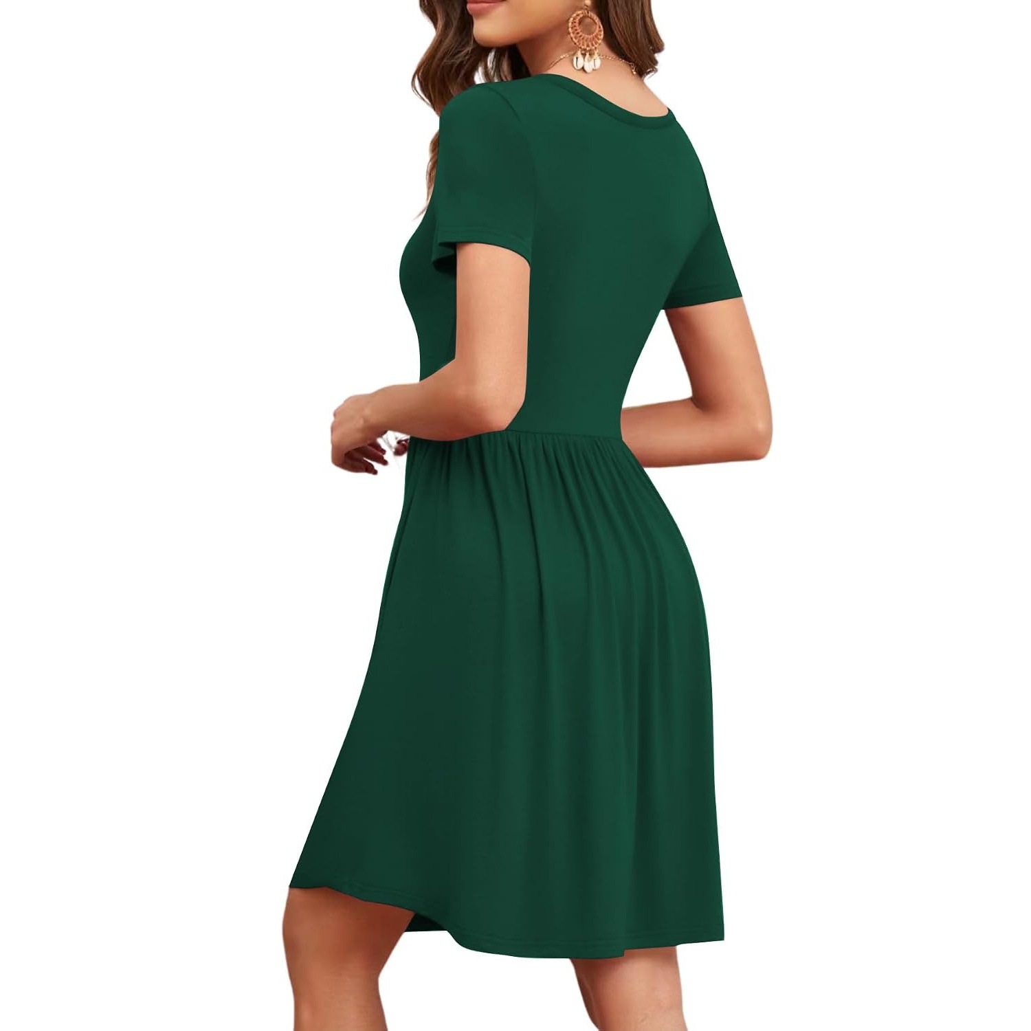 Summer Short Sleeve Loose Fit Dress With Pockets