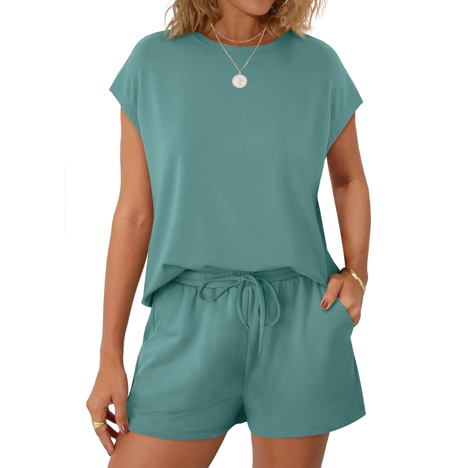 Summer Lounge Set with Drawstring Pocket