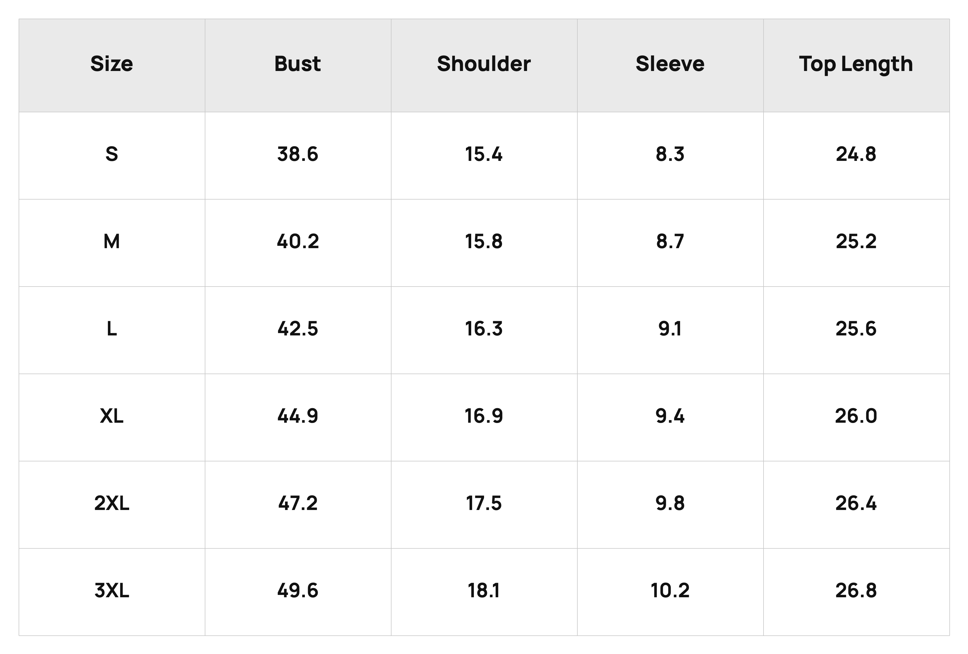Size Chart