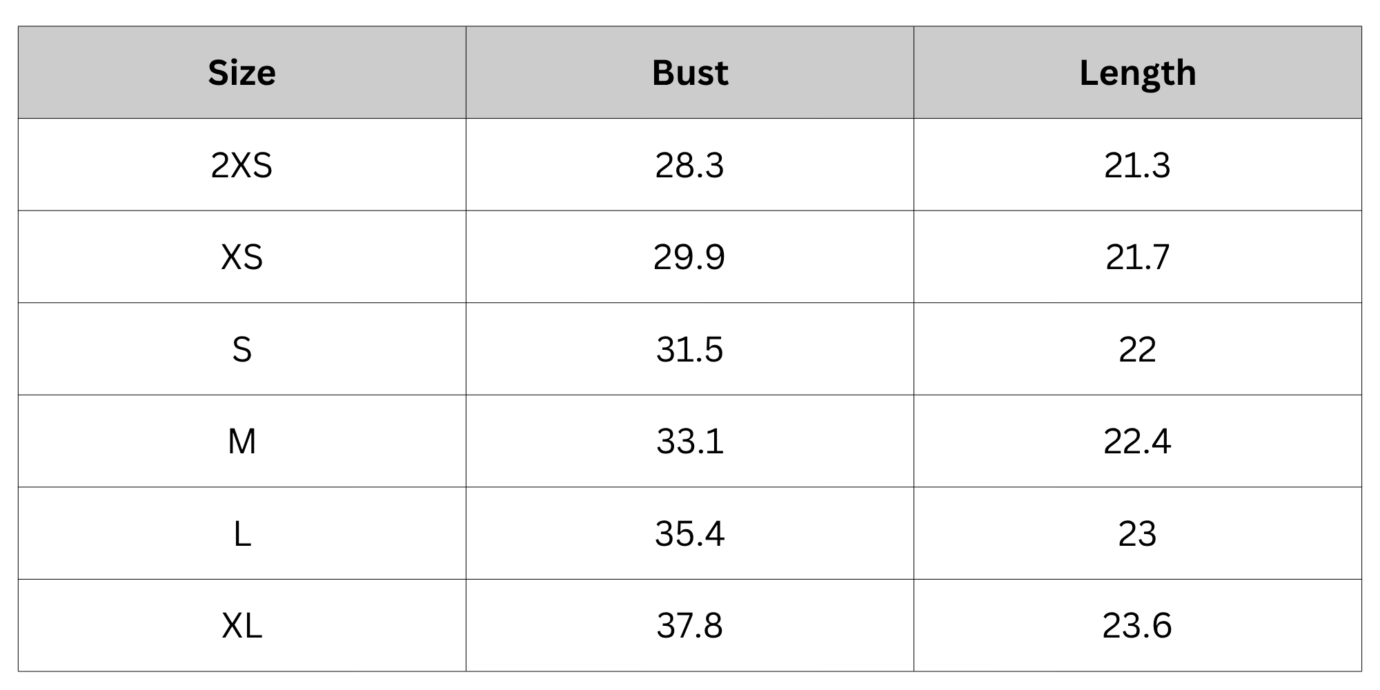 Size Chart