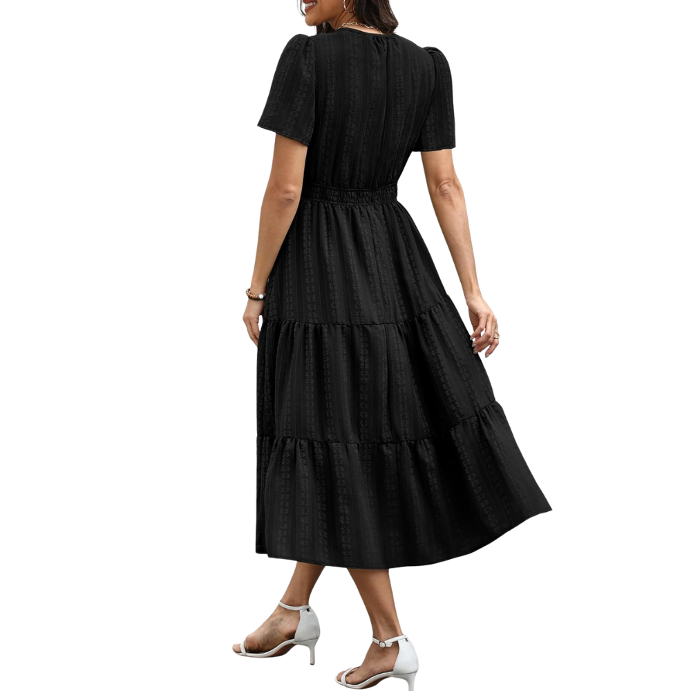 Casual And Short Sleeve V Neck Midi Maxi For Women