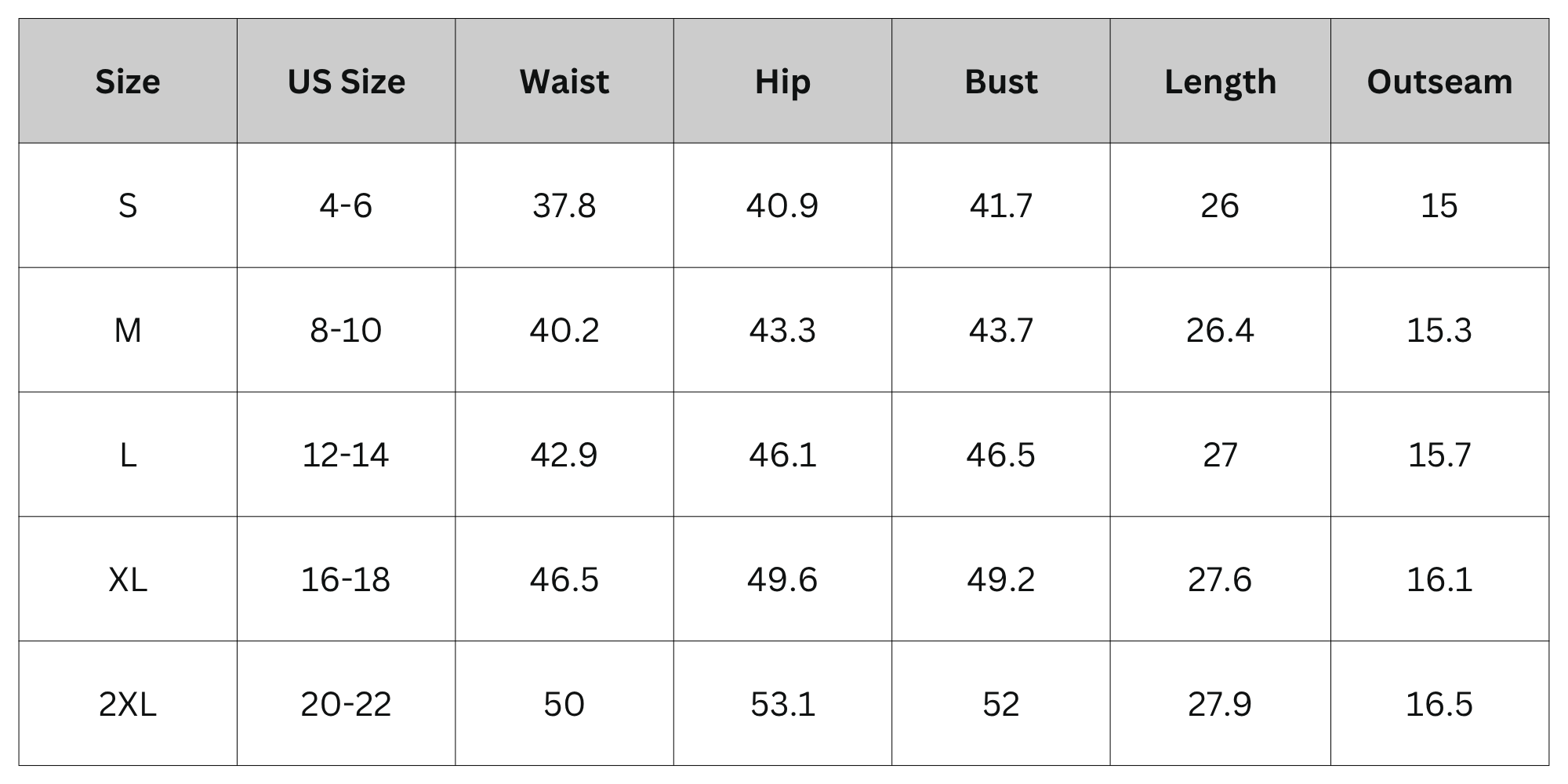 Size Chart