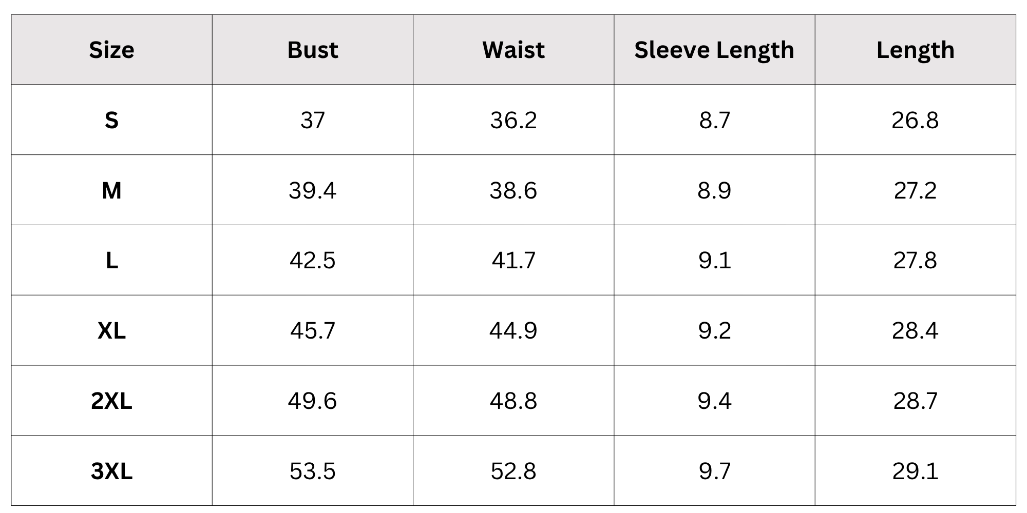 Size Chart
