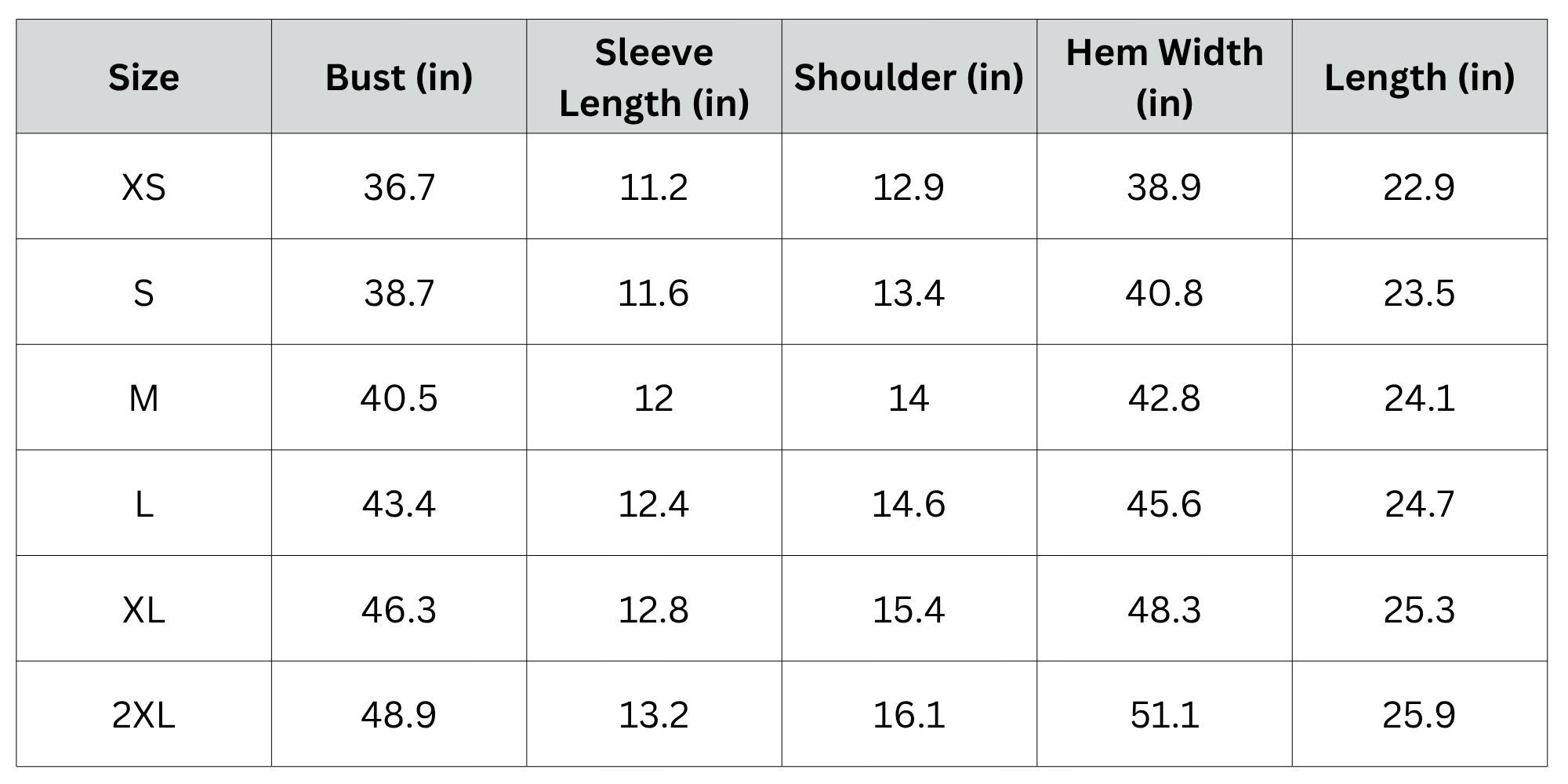 Size Chart