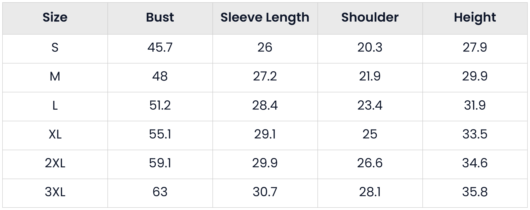 Size Chart for Casual Long Winter Puffer Down Jacket For Women