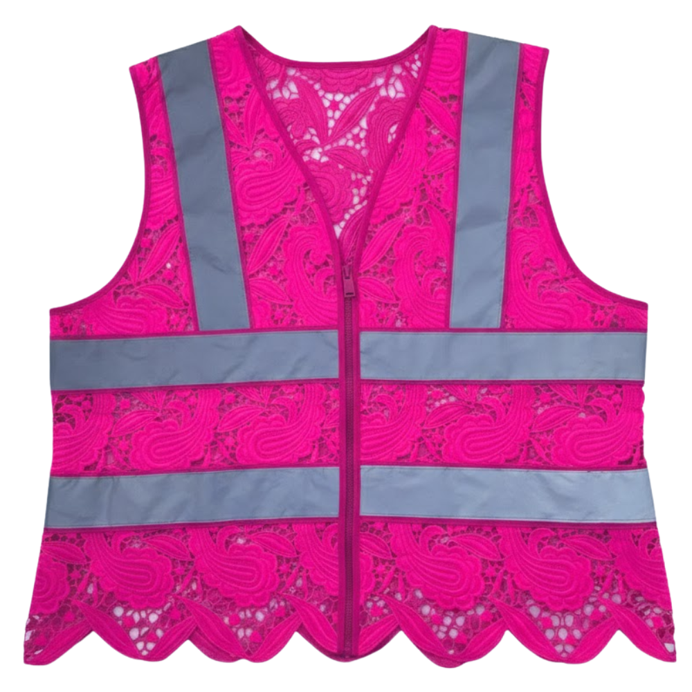 Lace Reflective Vest With Zipper