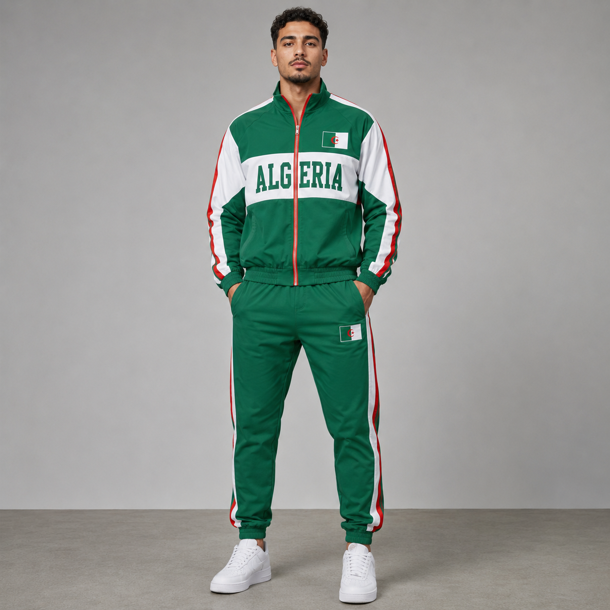 World Cup 2026 Themed Algeria Football Fan Sweatshirt And Jogger Set