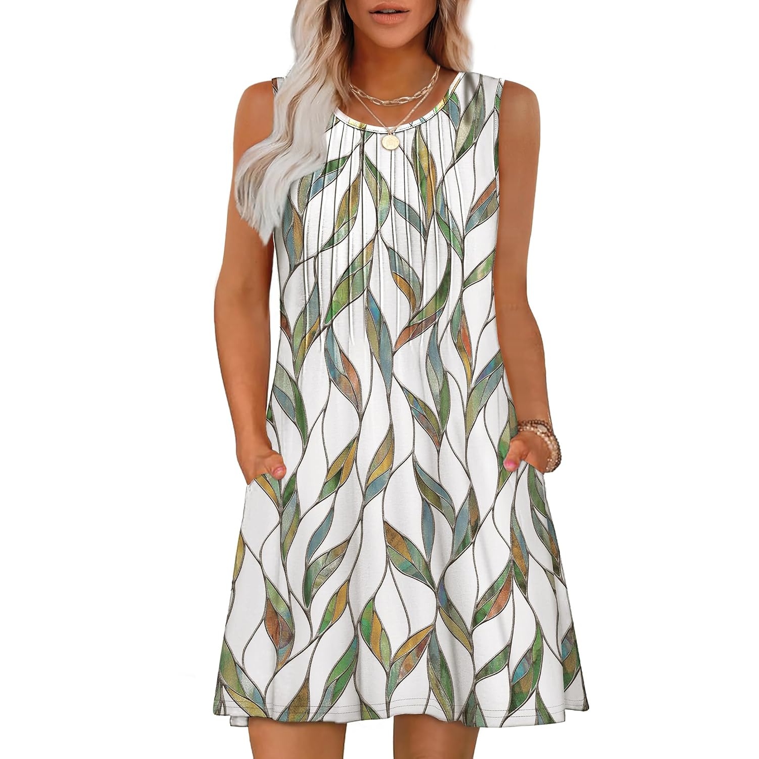 Casual Loose Sleeveless Beach Crew Dress For Women