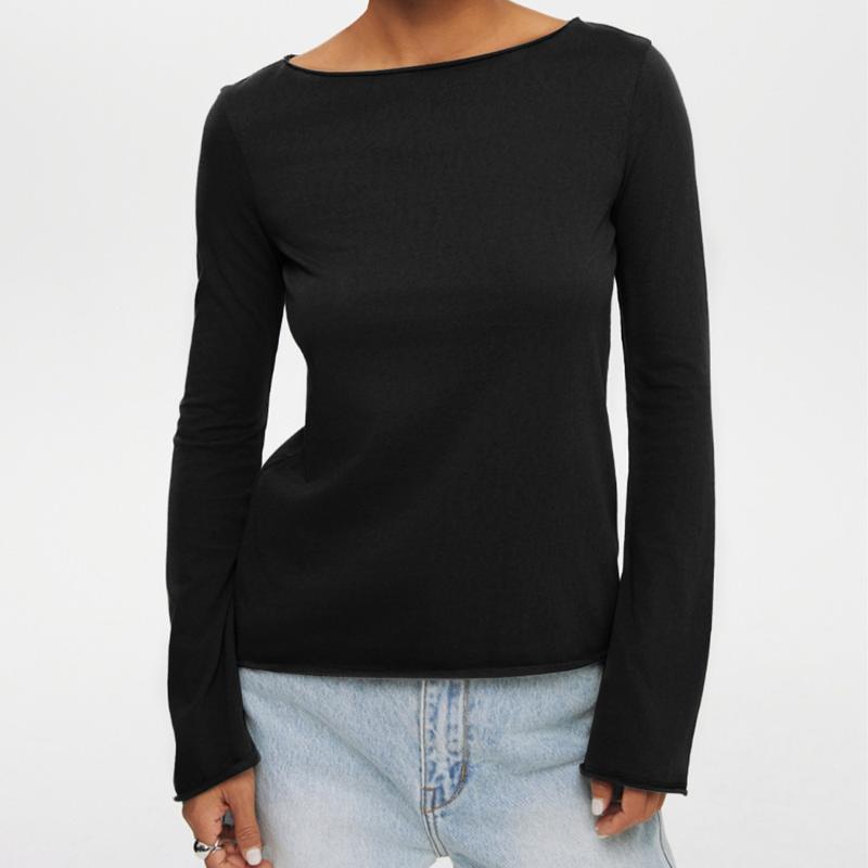 Semi Sheer Long Sleeve Blouse For Women 