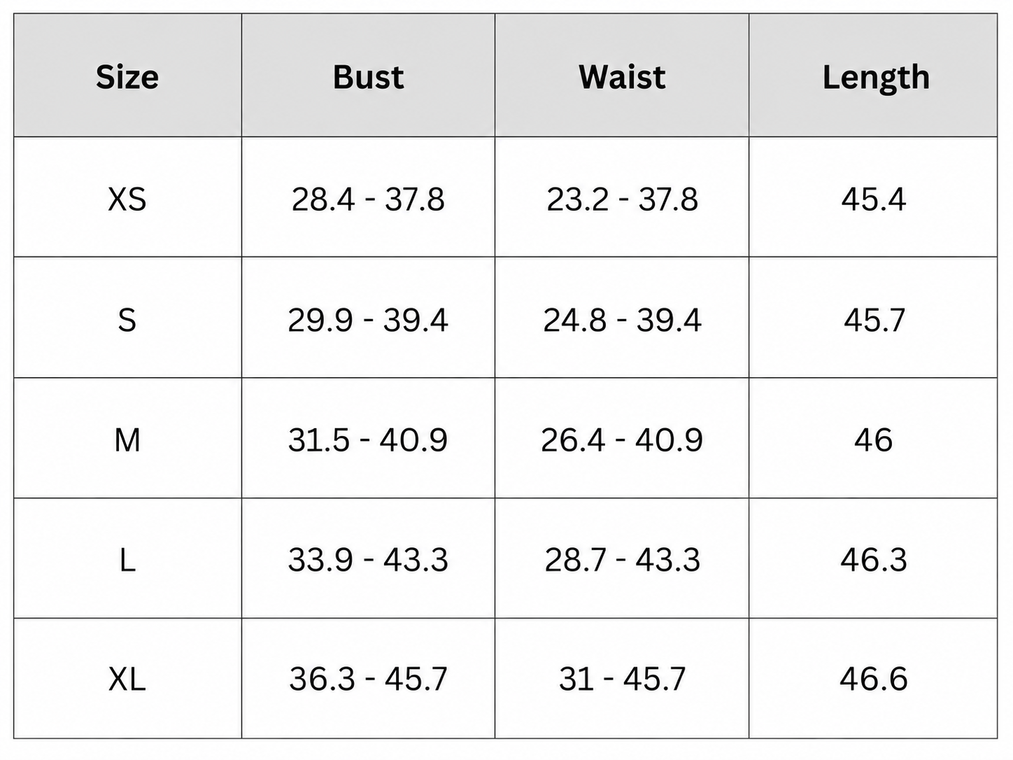 Size Chart