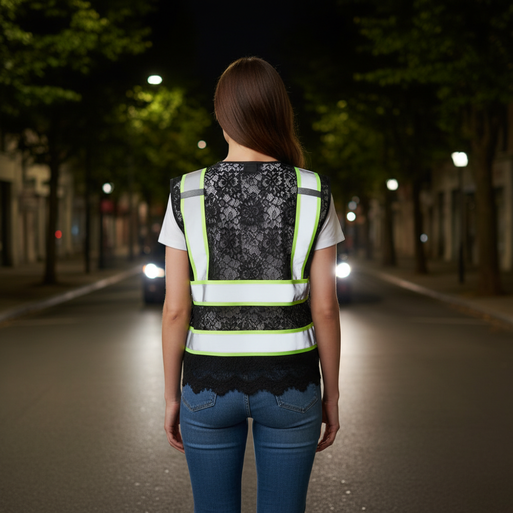 Lace Reflective Vest With Zipper