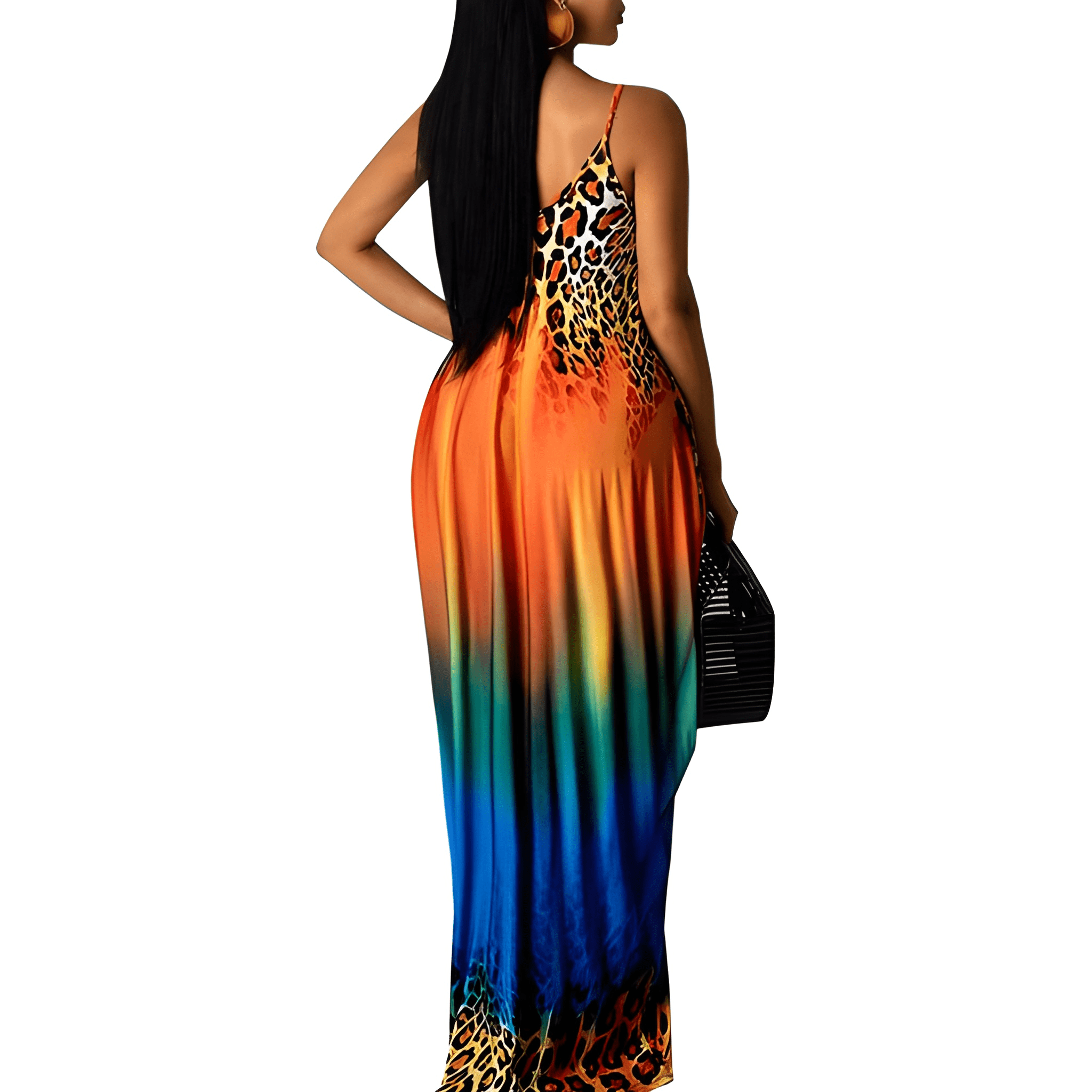 Women's Floral Print Sleeveless Maxi Dress With Pockets