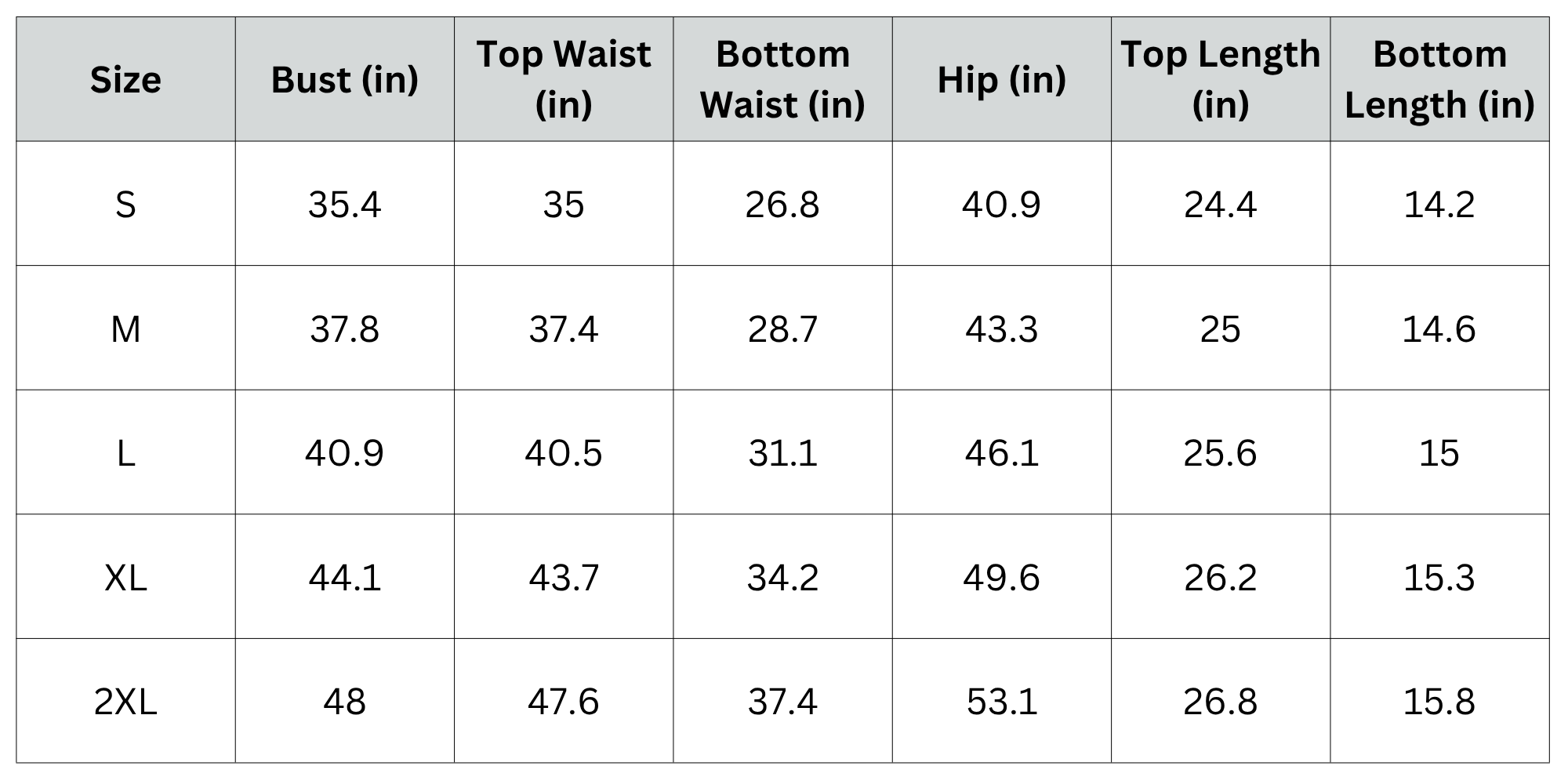 Size Chart