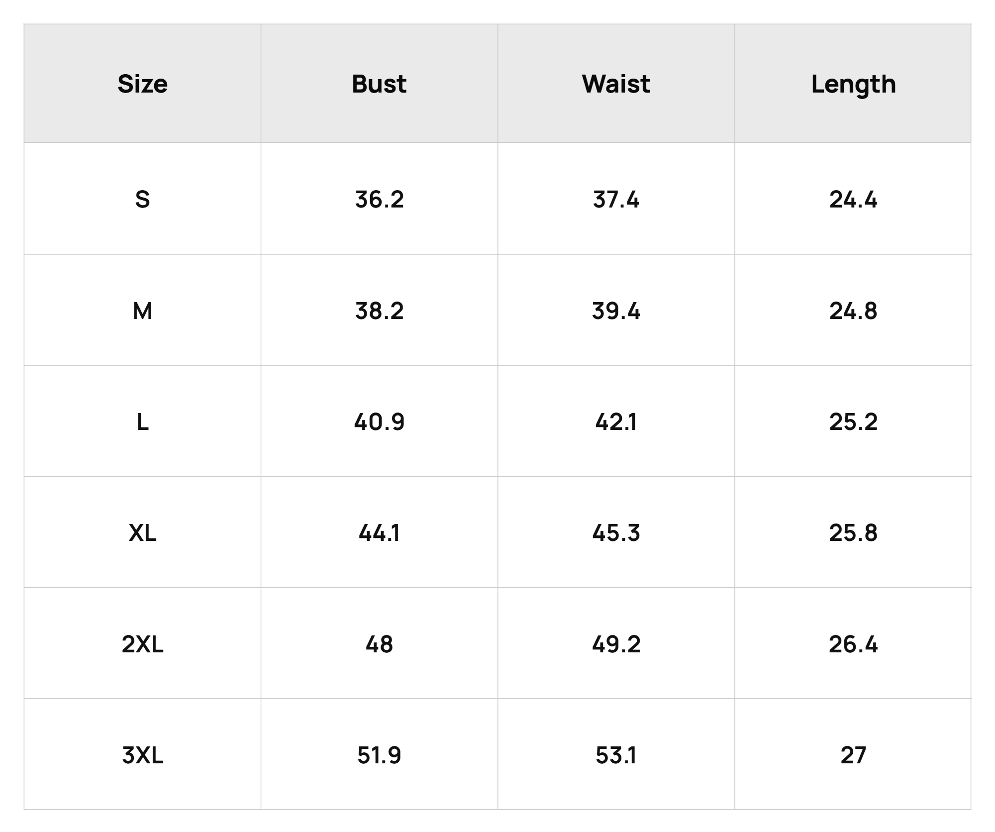 Size Chart