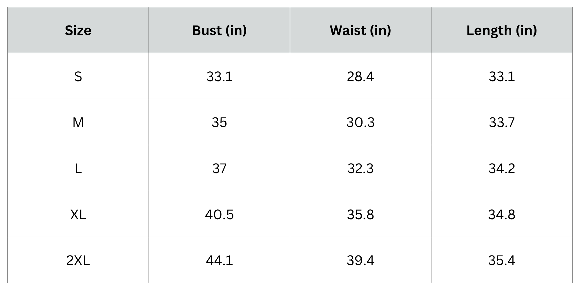 Size Chart