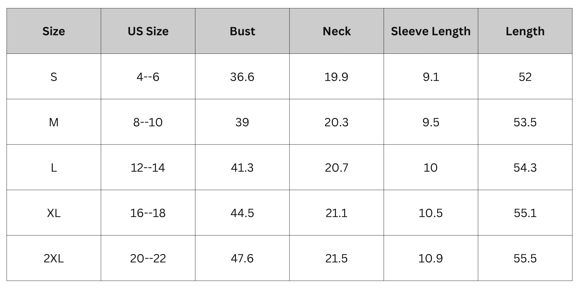 Size Chart
