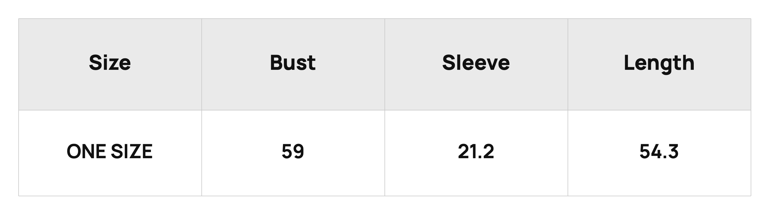 Size Chart Dress