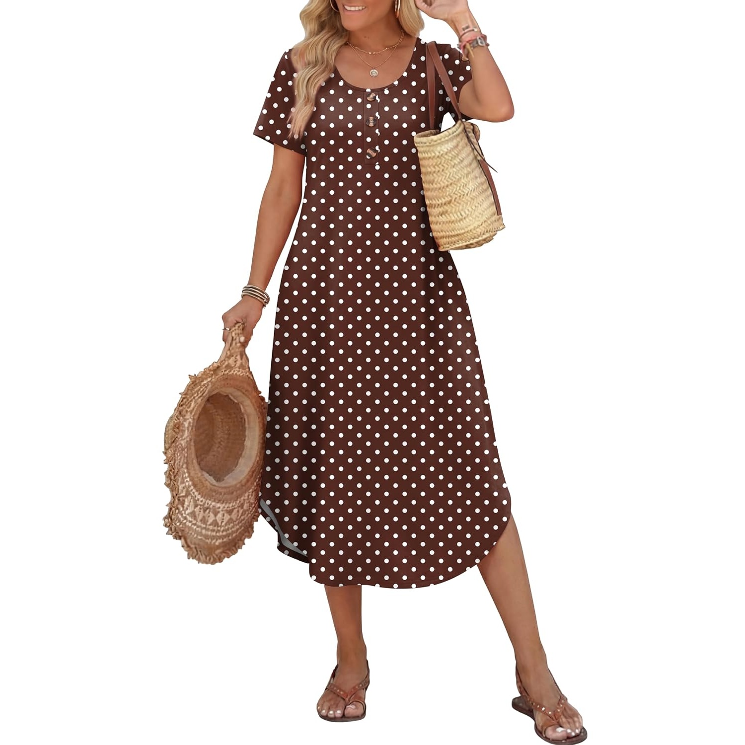 Casual Midi Resort Dresses With Pockets For Women