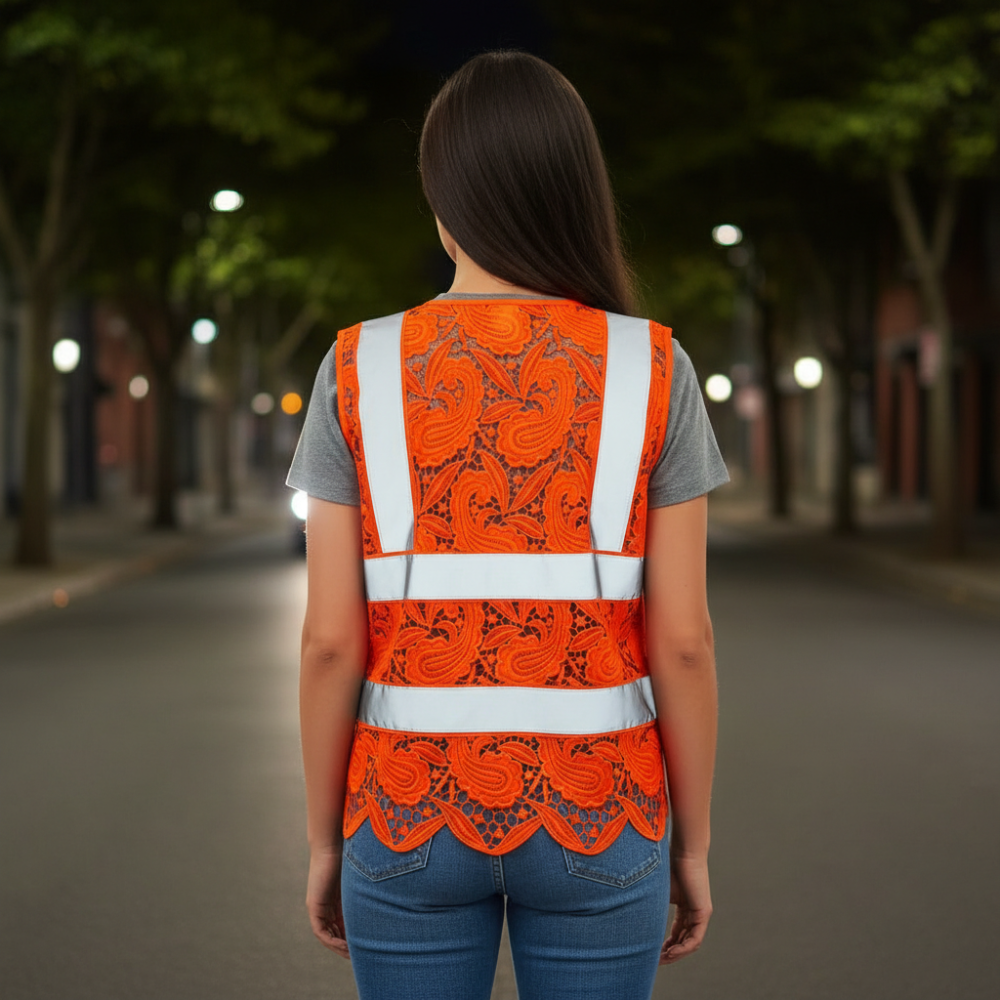 Lace Reflective Vest With Zipper