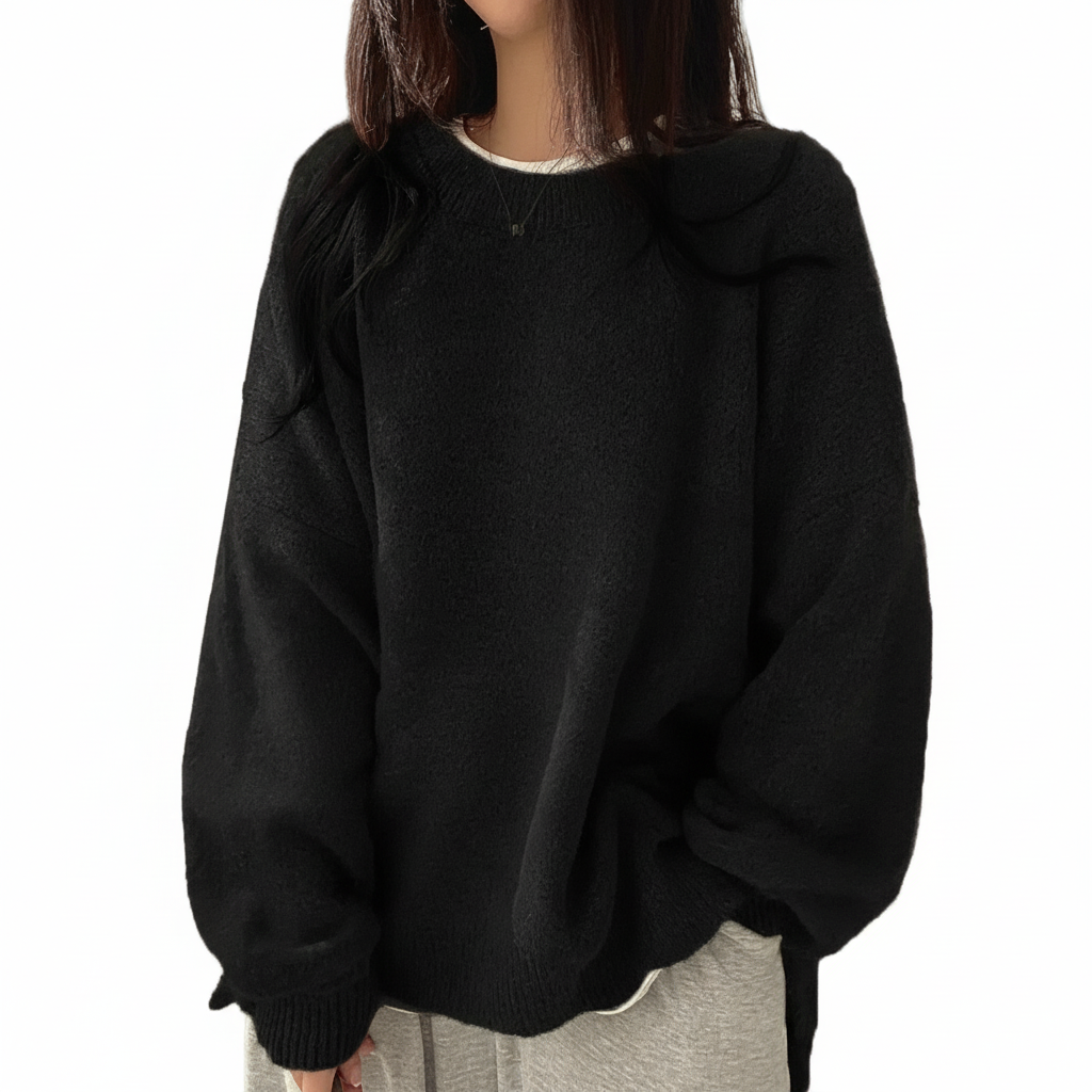 Oversized Drop Shoulder Split Hem Sweater For Women-My Comfy Blouse