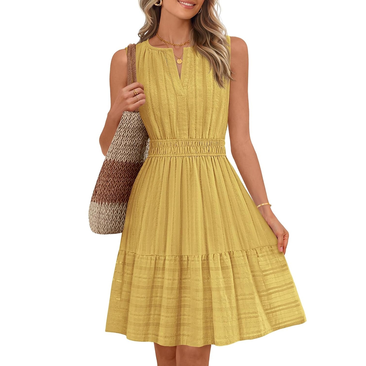Casual Sleeveless A Line Flowy Sundress For Women