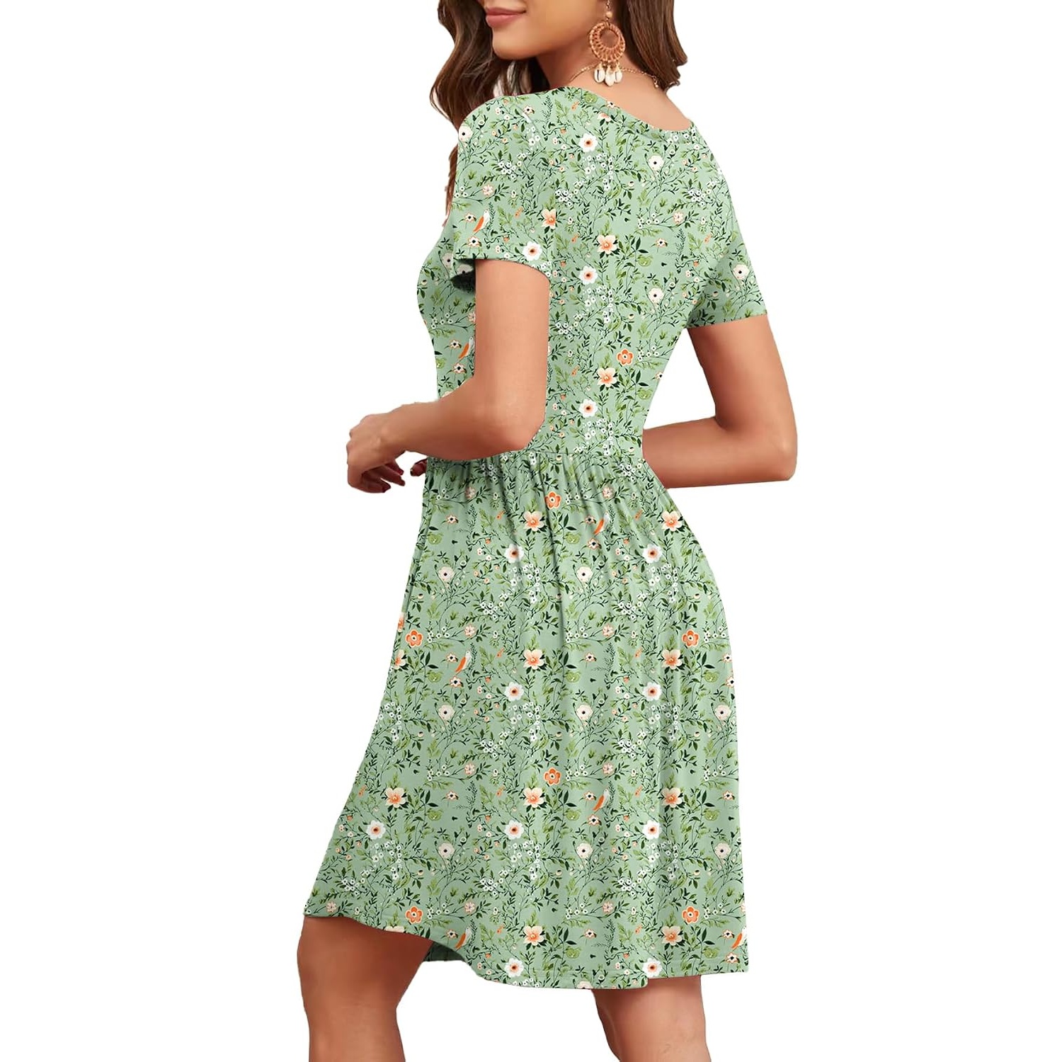 Summer Short Sleeve Loose Fit Dress With Pockets