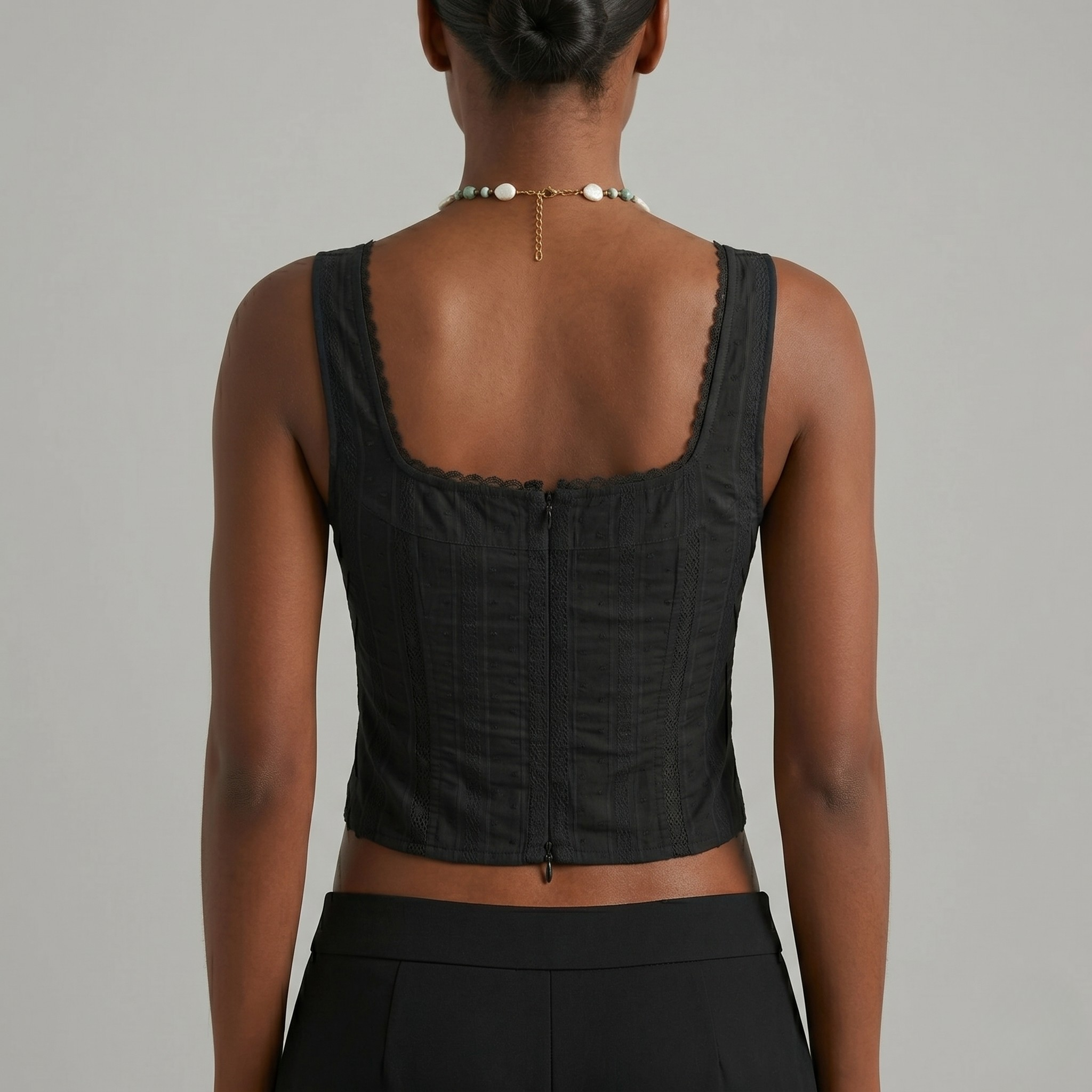 Textured Patchwork Lace Trim Summer Tank Top For Women