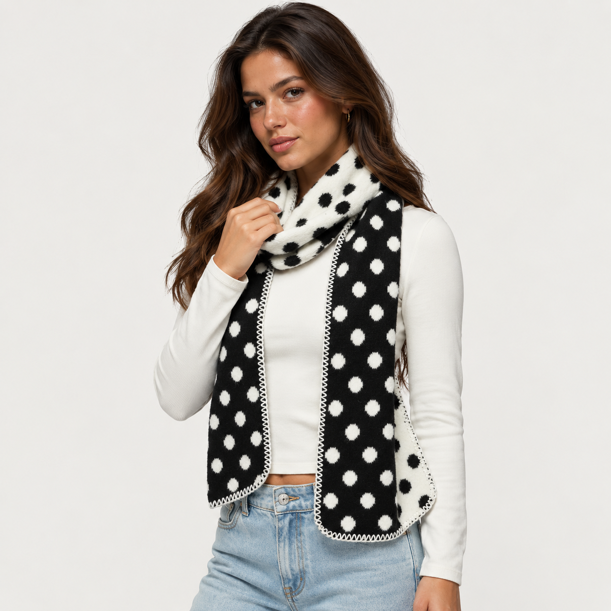 Reversible Polka Dot Everyday Scarf For Women