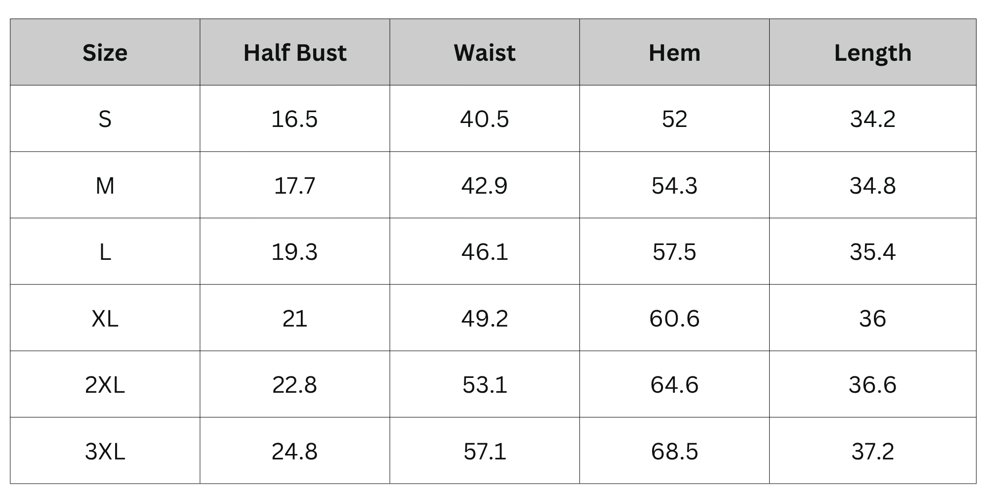 Size Chart