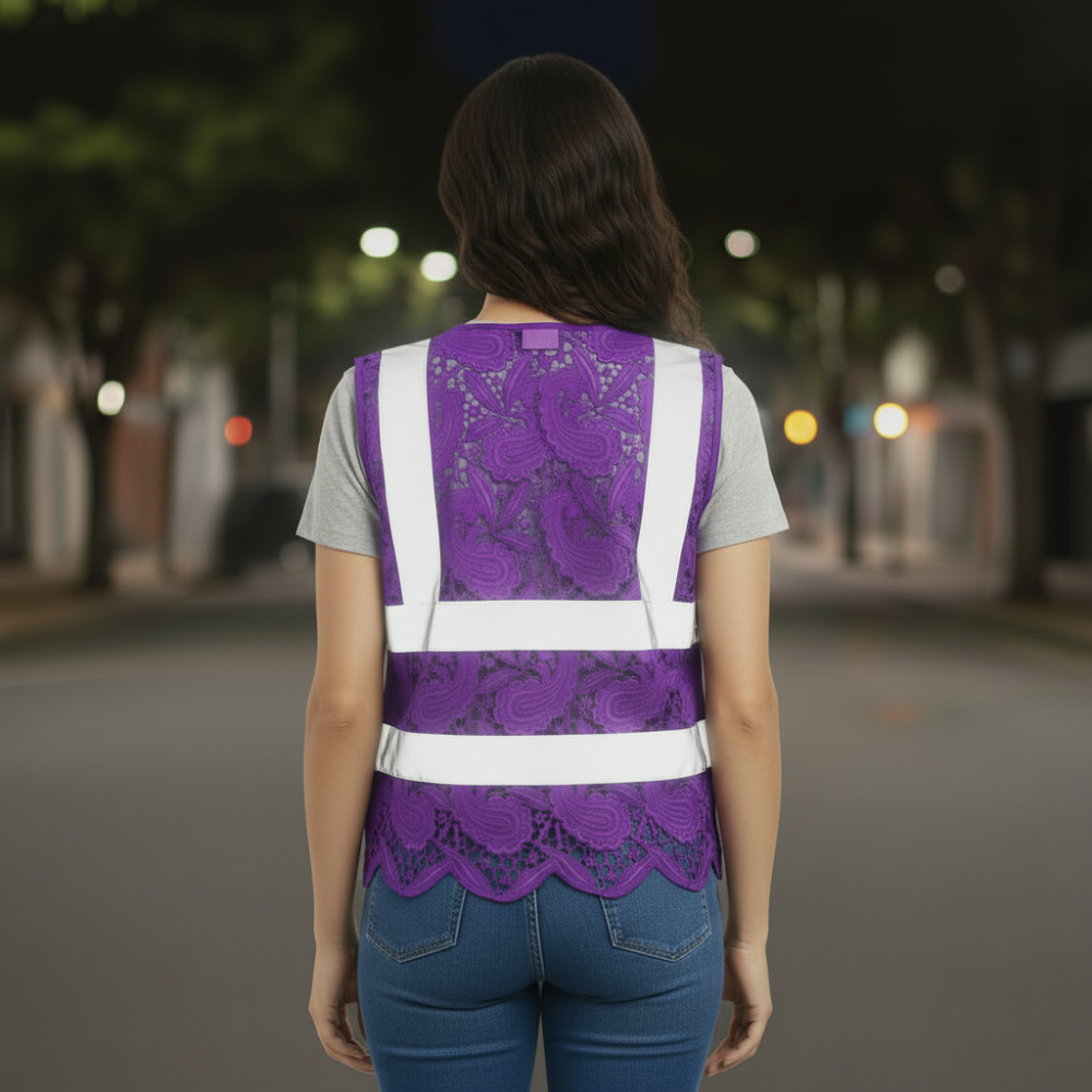 Lace Reflective Vest With Zipper