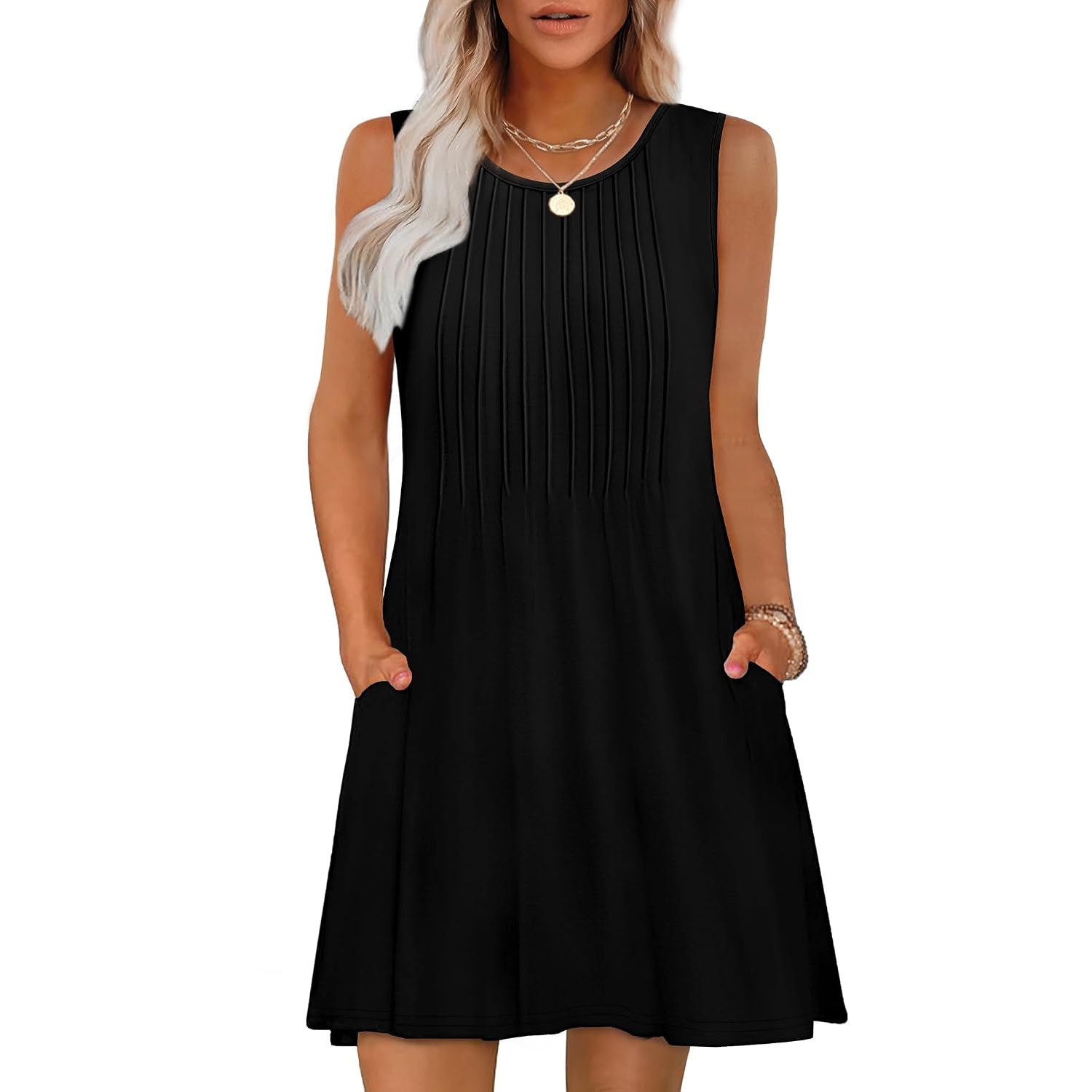 Casual Loose Sleeveless Beach Crew Dress For Women