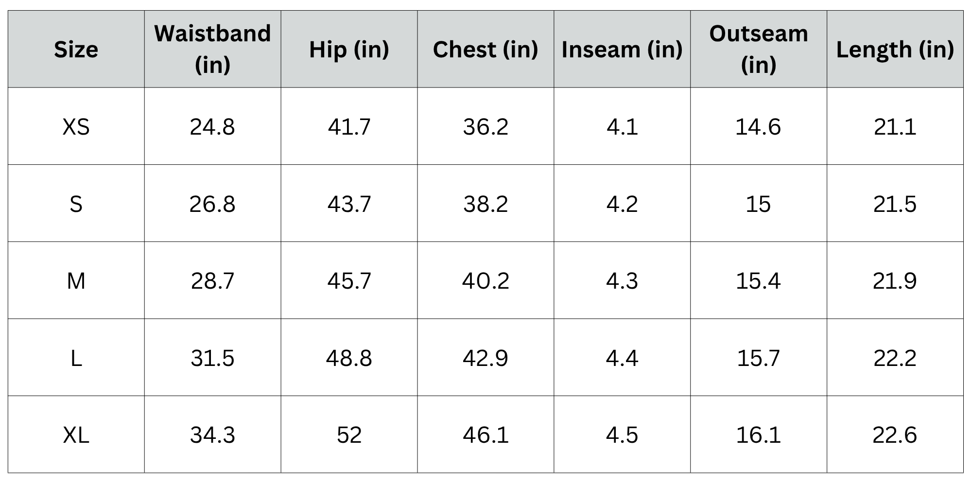 Size Chart