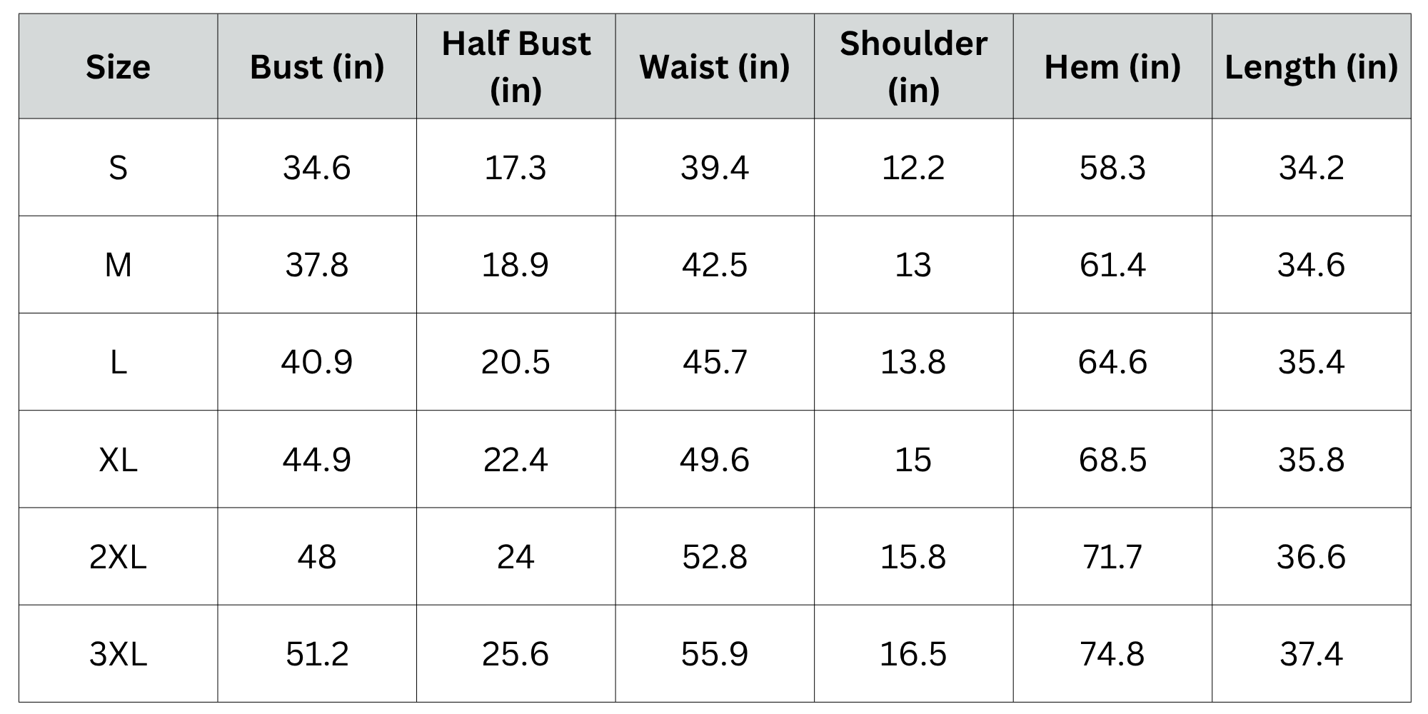 Size Chart