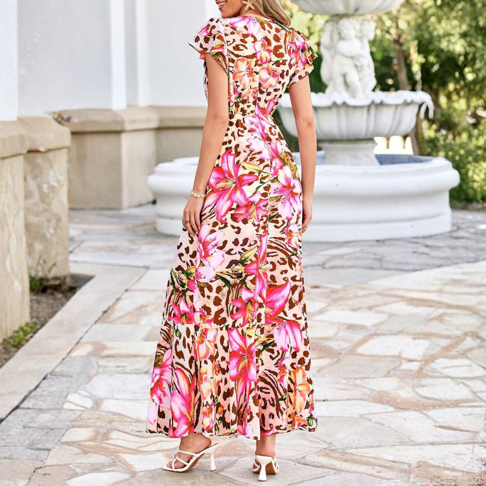 Spring And Summer Boho Floral Ruffle Beach Maxi For Women