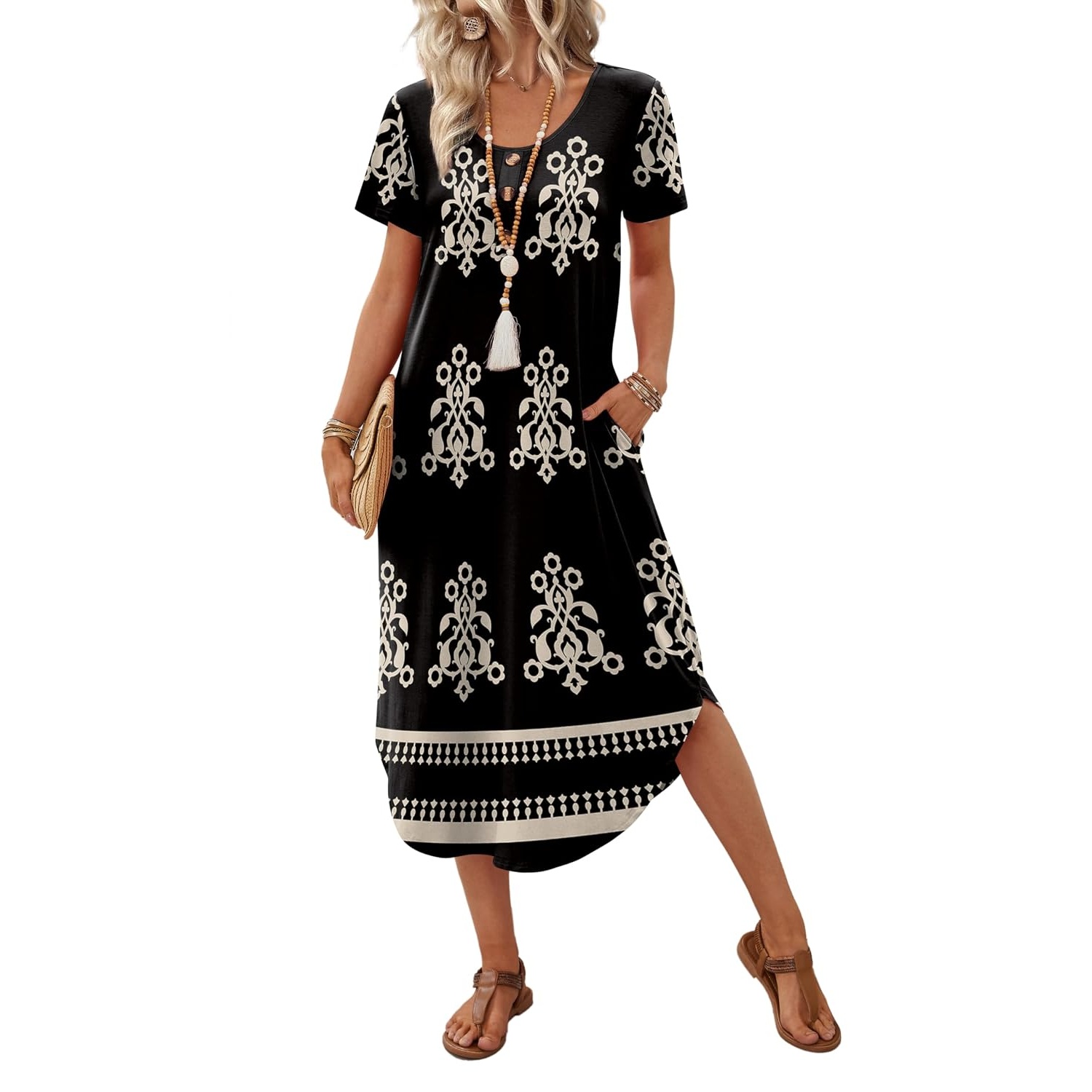 Casual Midi Resort Dresses With Pockets For Women