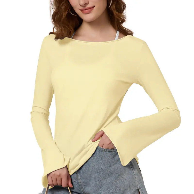 Semi Sheer Long Sleeve Blouse For Women 