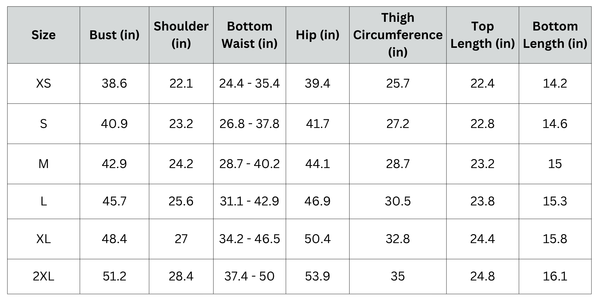Size Chart