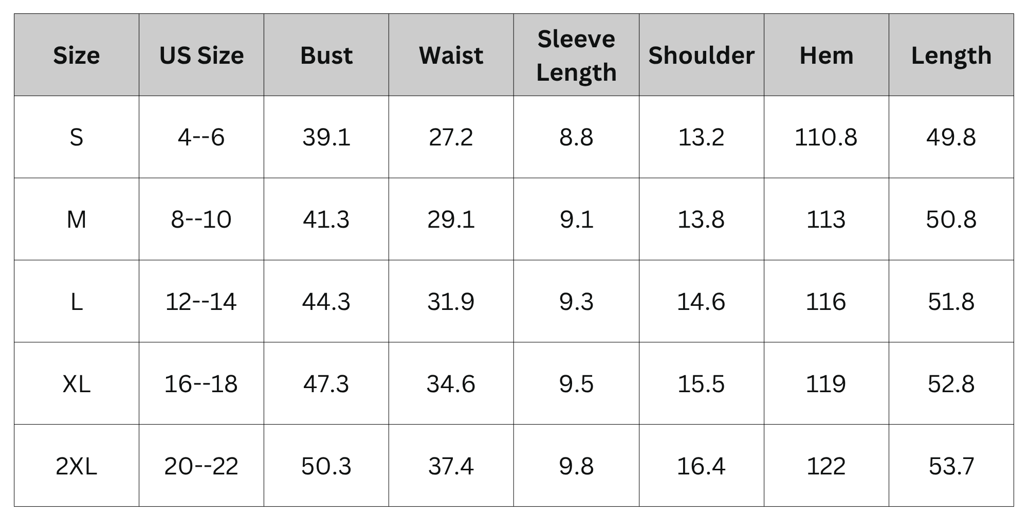 Size Chart