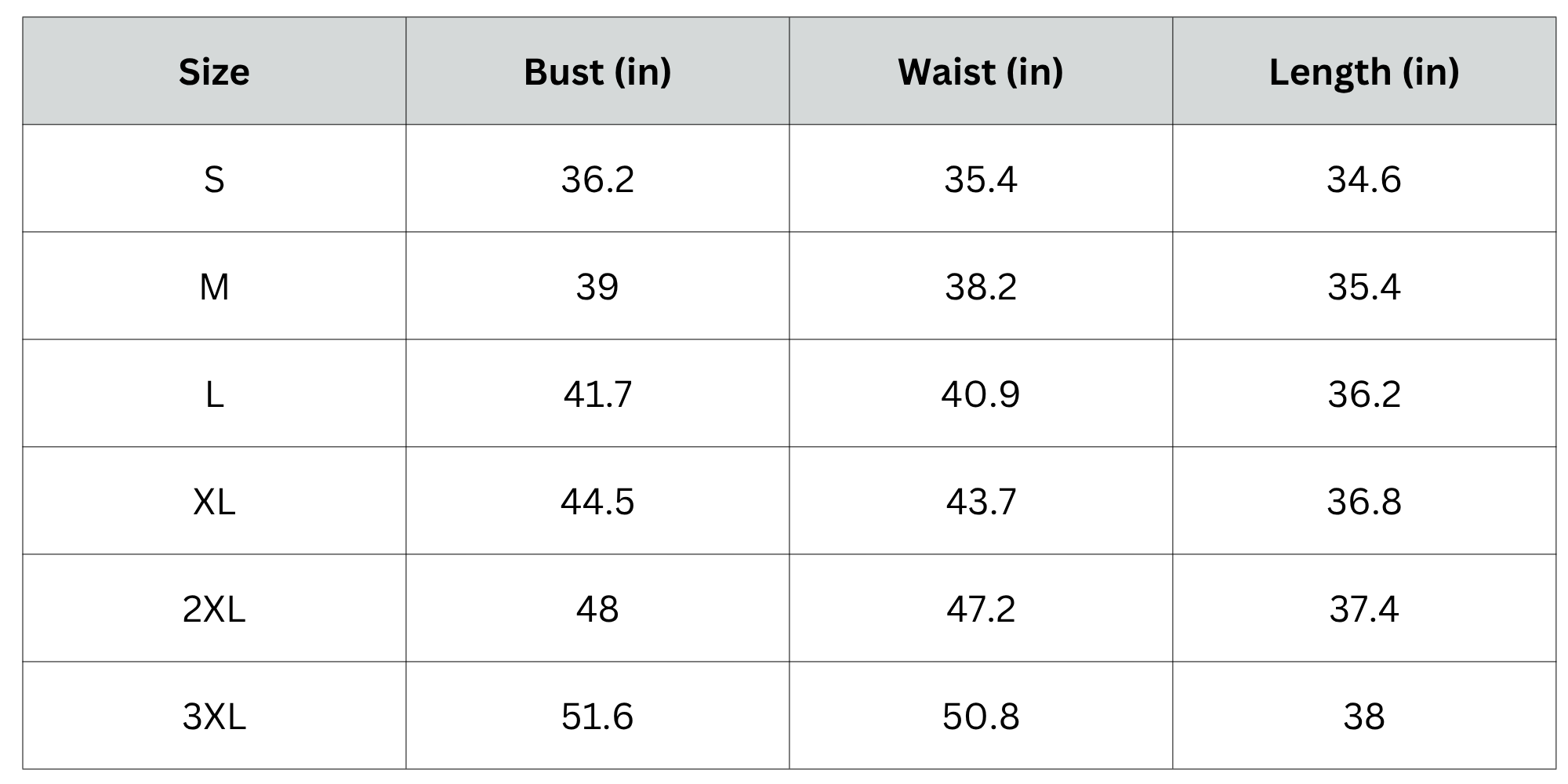 Size Chart